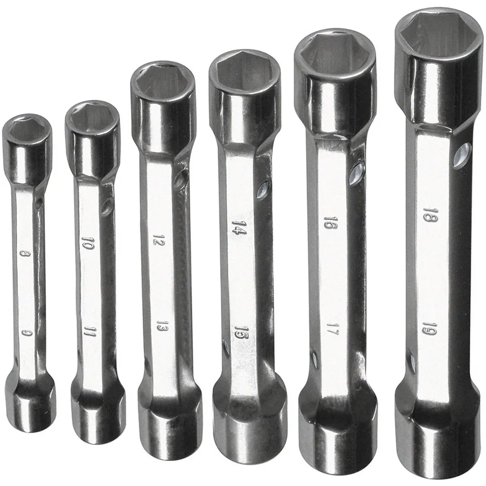 valex-set-6-chiavi-a-tubo-doppie-pesanti-8-19-mm-acciaio-bocche-esagonali image 1