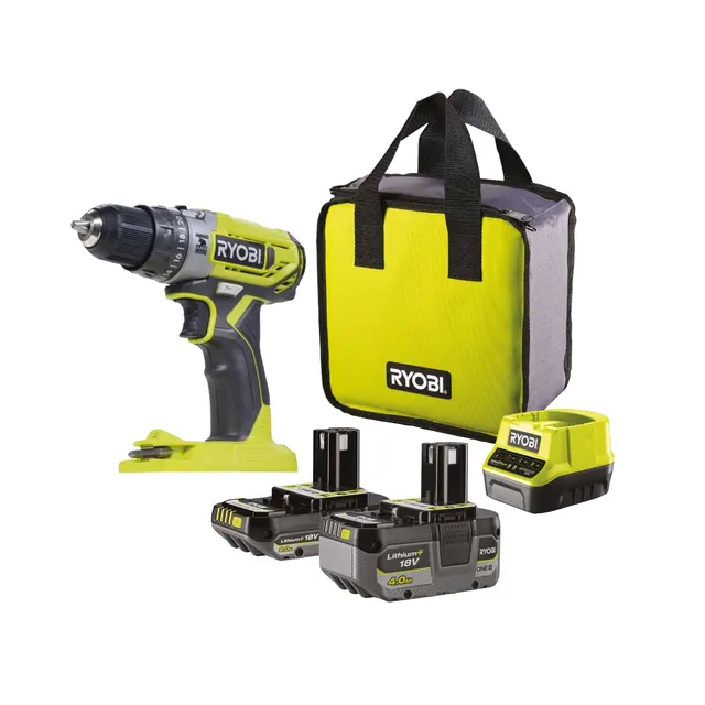 ryobi-r18pd2-242s-trapano-avvitatore-a-percussione-18v-one-2-batterie-2-0ah-e-4- image 1