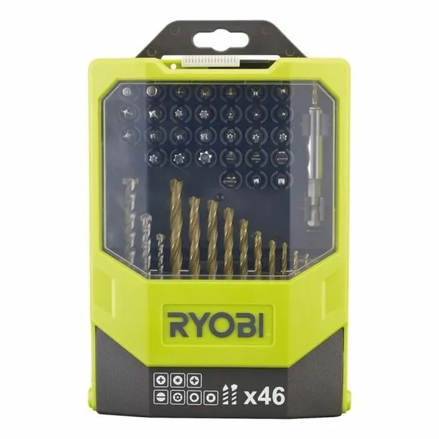 ryobi-set-46-punte-e-punte-da-trapano-con-rivestimento-in-titanio-e-portainserti image 1