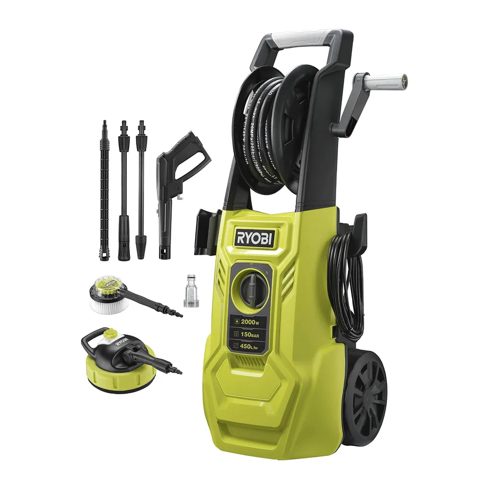 ryobi-ry150pwa-idropulitrice-a-cavo-2000w-150-bar-450-l-h-tubo-8-m-con-avvolgitu image 1