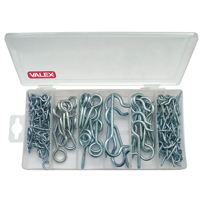 valex-ganci-con-vite-serie-150-pezzi-assortiti-da-8-a-19-mm-ganci-aperti-e-chius image 1