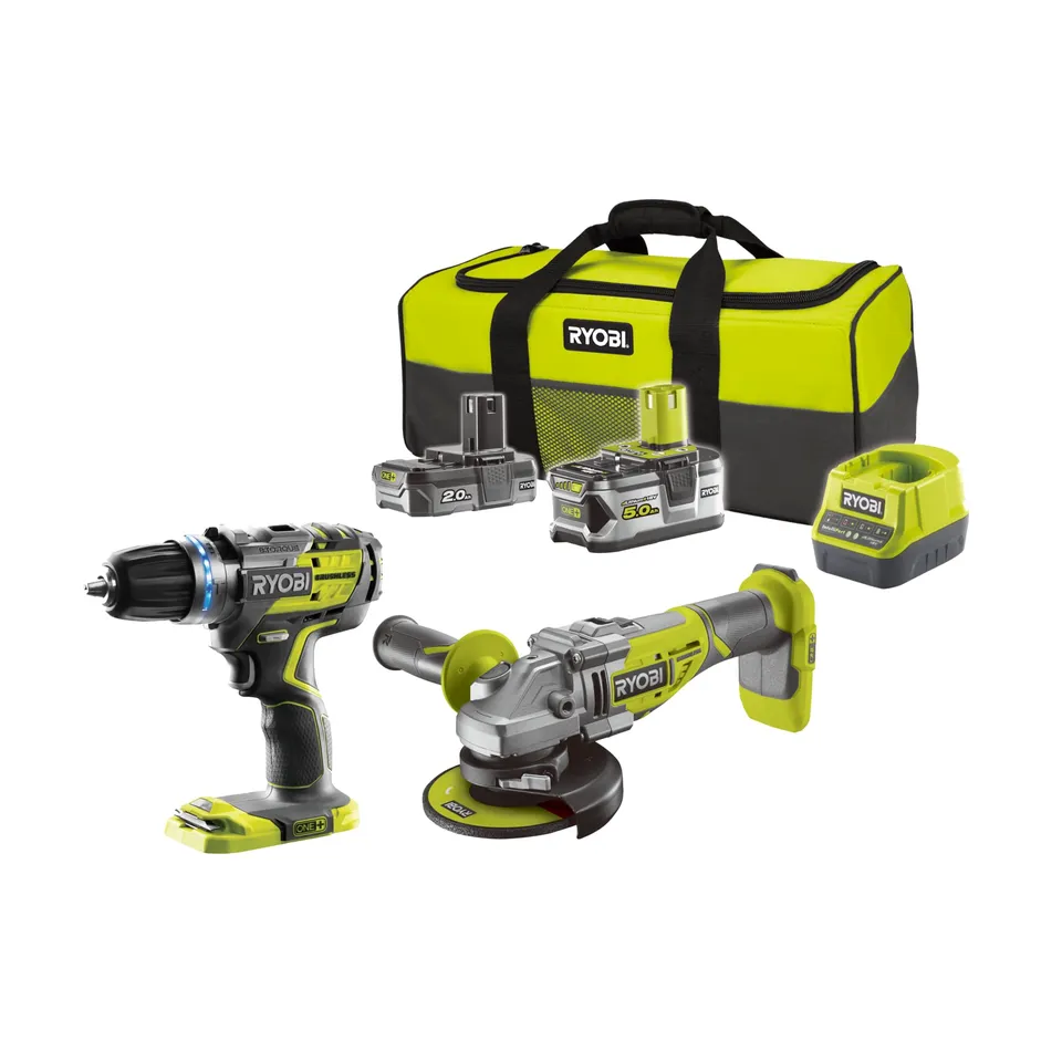 ryobi-combo-2-strumenti-brushless-18v-one-trapano-a-percussione-brushless-smerig image 1