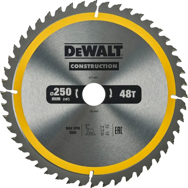 dewalt-dt1957-qz-lama-circolare-da-edilizia-250x30-mm-48-denti-per-seghe-stazion image 1