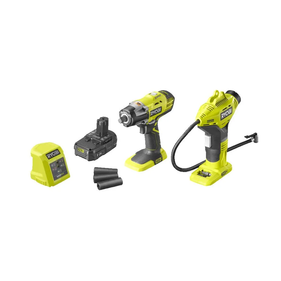 ryobi-r18iwpi-115g-kit-utensili-18v-one-con-avvitatore-a-impulsi-compressore-bat image 1