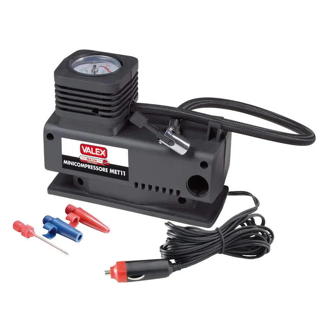 valex-minicompressore-met11-8-bar-con-presa-accendisigari-manometro-e-3-ugelli image 1