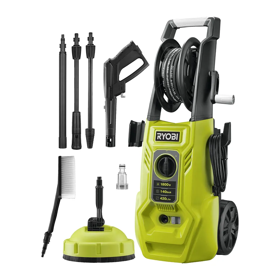 ryobi-ry140pwa-idropulitrice-ad-acqua-fredda-1800w-140-bar-420-l-h-pompa-in-allu image 1