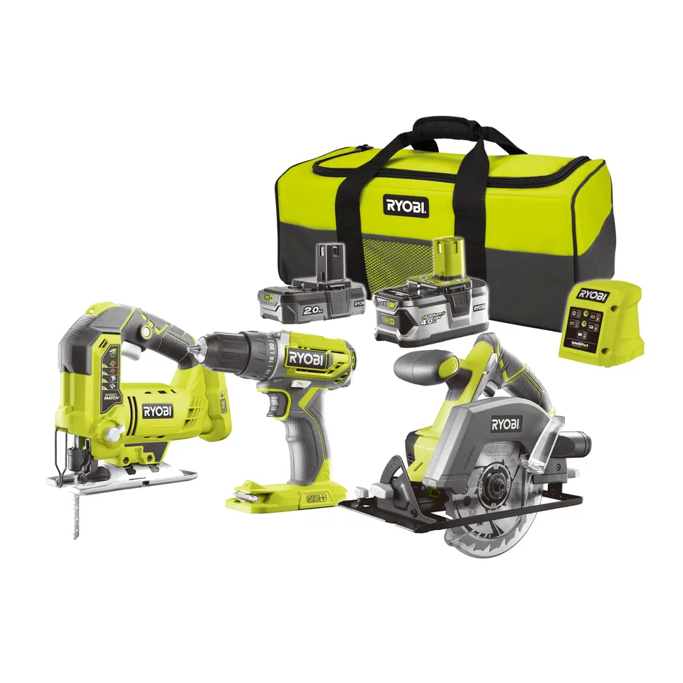ryobi-set-3-utensili-one-con-2-batterie-trapano-avvitatore-40-nm-sega-circolare- image 1