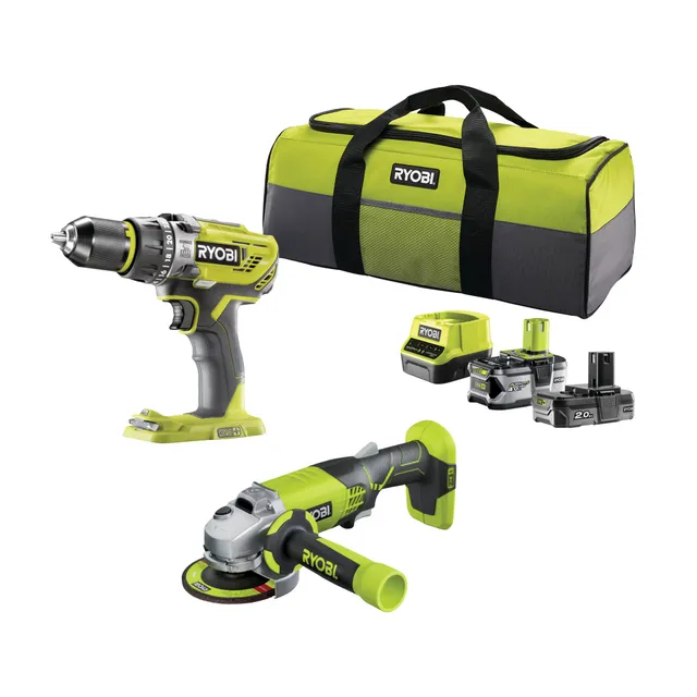 ryobi-r18pdag-242s-kit-18v-one-trapano-a-percussione-50-nm-e-smerigliatrice-ango image 1