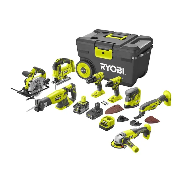 ryobi-one-kit-8-strumenti-18v-trapano-avvitatore-a-urti-seghetto-alternativo-seg image 1