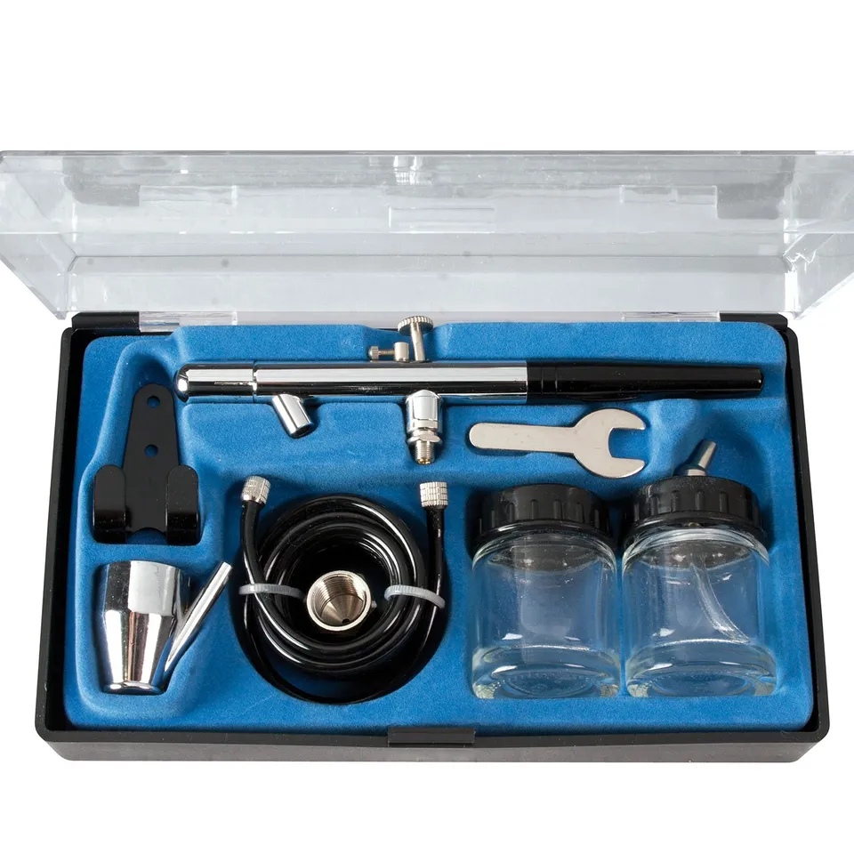 valex-mini-aerografo-in-kit-flusso-aria-e-vernice-regolabile-con-2-serbatoi-bicc image 1