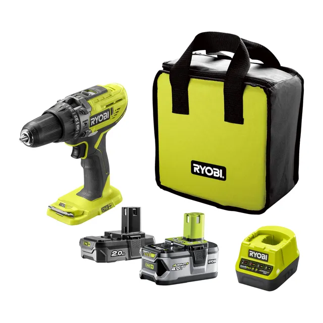 ryobi-r18pd3-242s-trapano-a-percussione-18v-one-con-batterie-4-0ah-e-2-0ah-e-car image 1
