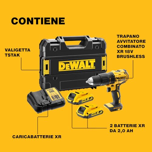 dewalt-dcd778d2t-qw-xr-trapano-avvitatore-combinato-brushless-18v-2x-batterie-li image 8