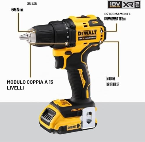 dewalt-dcd708d2t-qw-trapano-avvitatore-18v-xr-brushless-con-2-batterie-2ah-e-car image 8