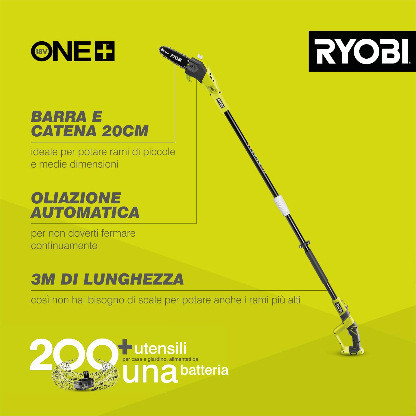ryobi-opp1820-potatore-a-palo-a-batteria-18v-one-barra-20-cm-albero-estensibile- image 2