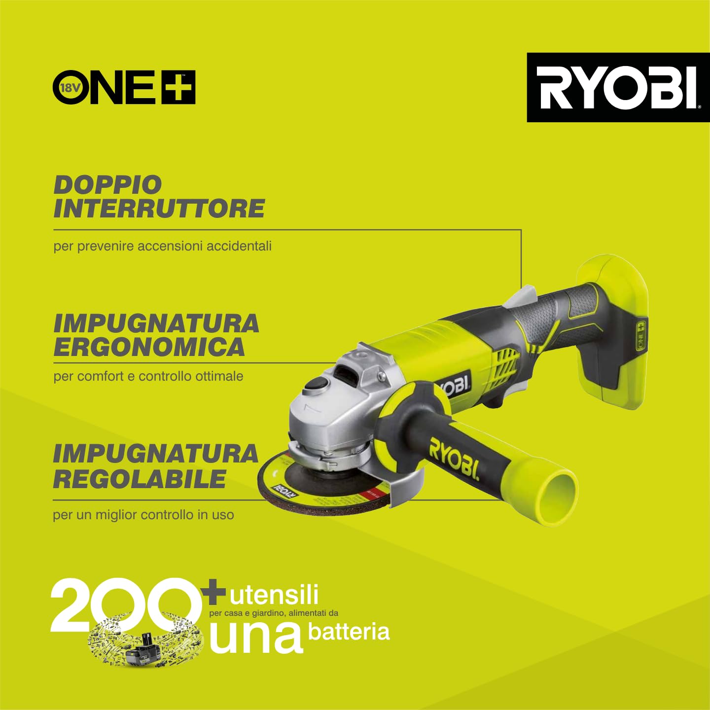 ryobi-r18ag-0-smerigliatrice-angolare-a-batteria-18v-one-disco-115-mm-doppio-int image 2