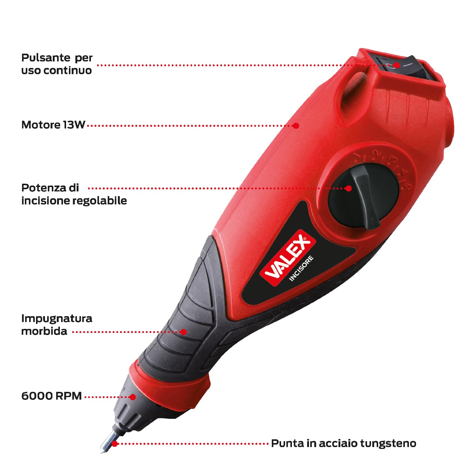 valex-incisore-elettrico-13w-6000-rpm-con-2-maschere-lettere-e-cifre-punta-in-ac image 2