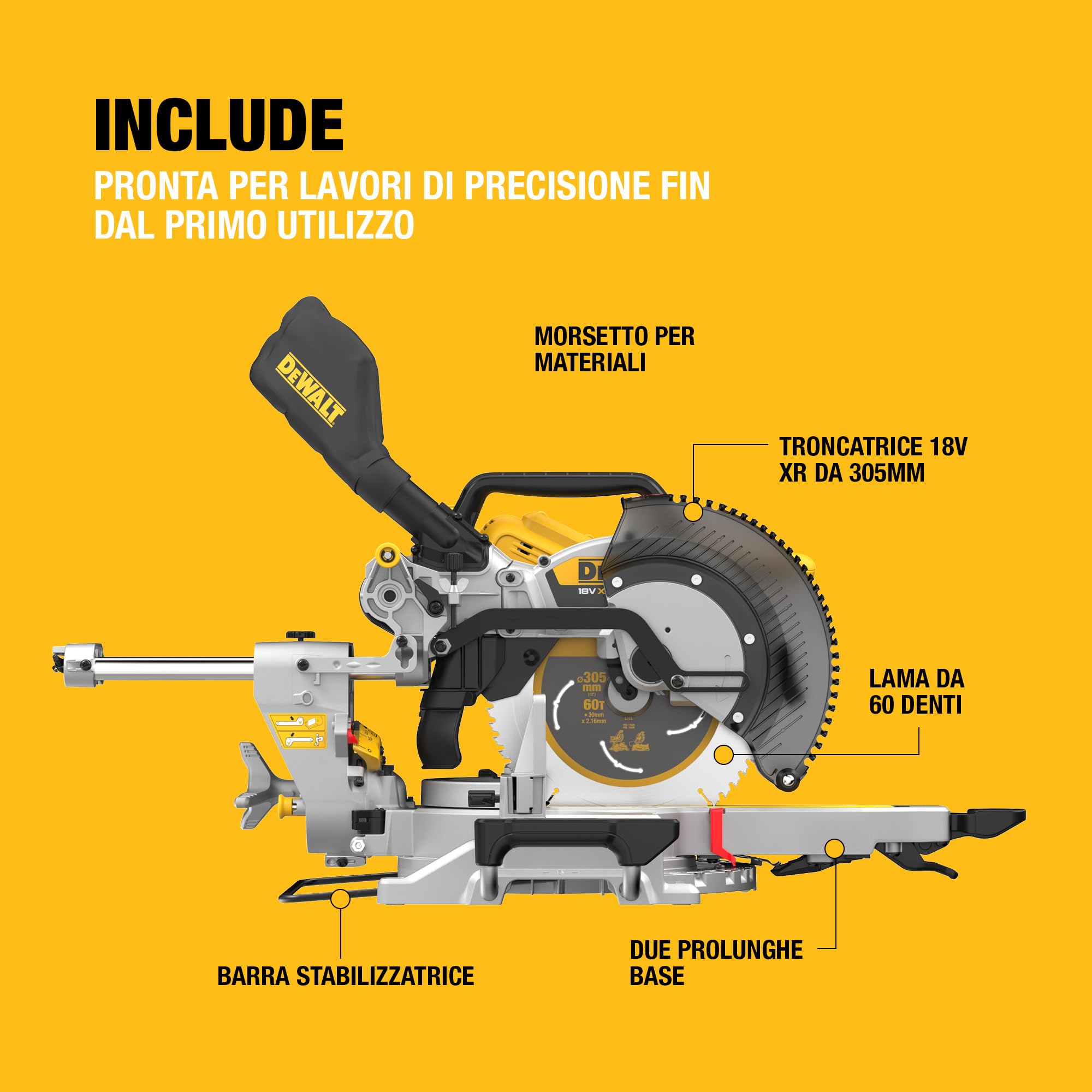 dewalt-dcs782n-xj-troncatrice-radiale-18v-xr-da-305-mm-motore-brushless-solo-ute image 7