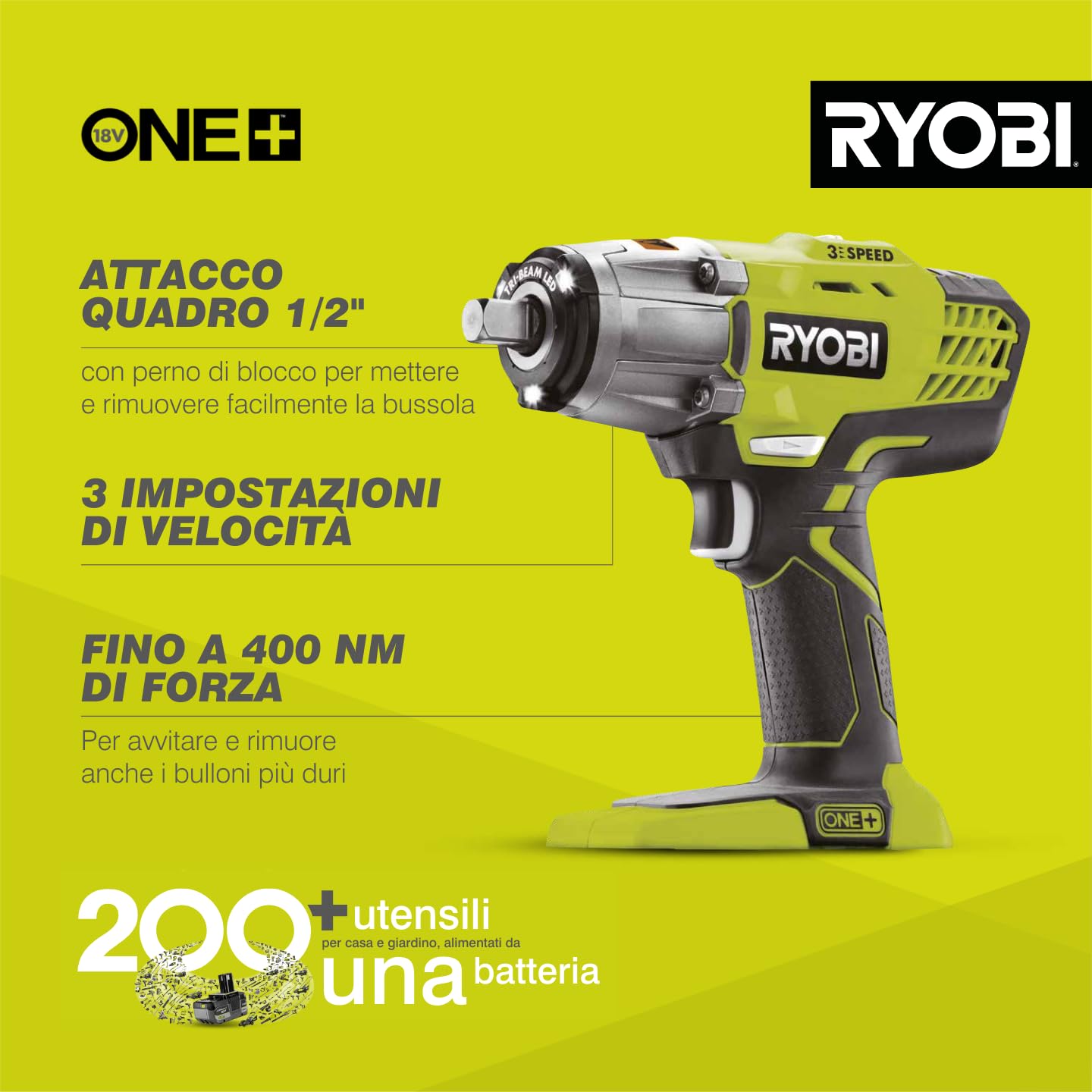 ryobi-r18iw3-0-avvitatore-ad-impulsi-1-2-a-batteria-18v-one-400-nm-3-velocit-3-2 image 2