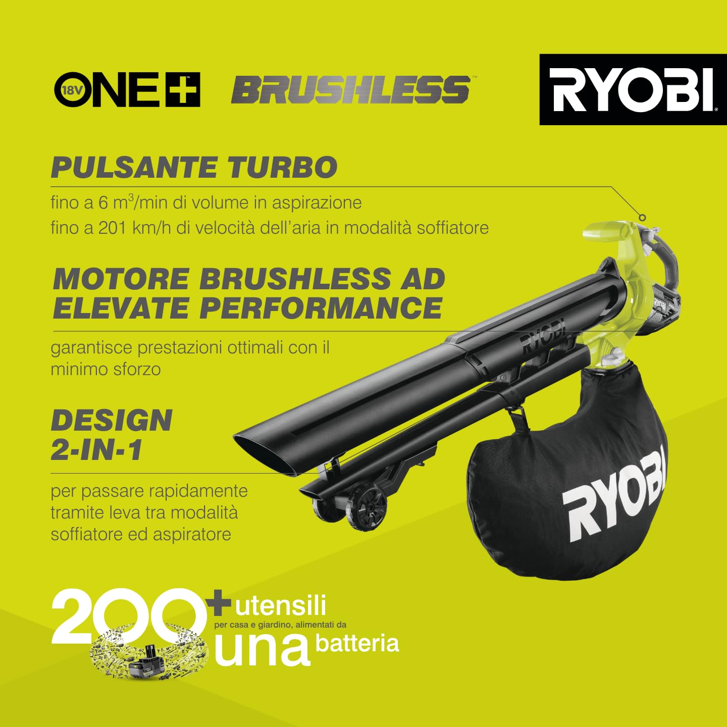 ryobi-obv18-soffiatore-aspiratore-brushless-18v-one-2-in-1-con-triturafoglie-10- image 2