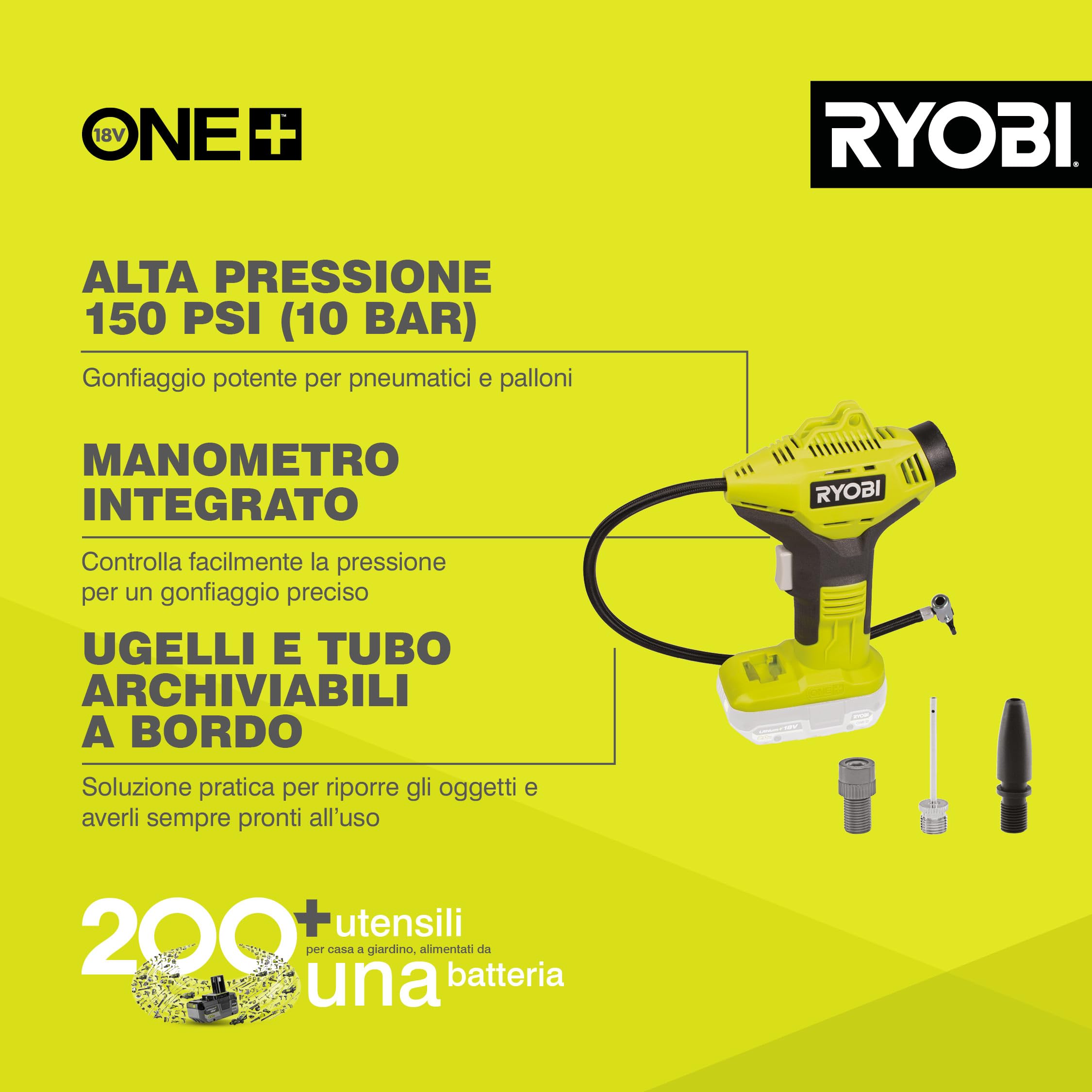 ryobi-r18pi-0-compressore-compatto-a-batteria-18v-one-fino-a-10-3-bar-con-manome image 2