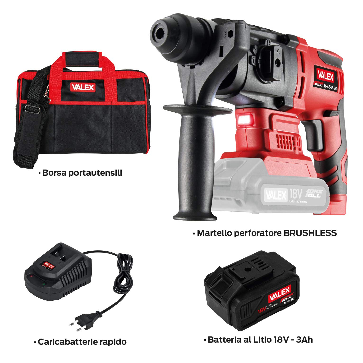 valex-oneall-m-mpb-18-kit-martello-perforatore-brushless-a-batteria-18v-3ah-con- image 3