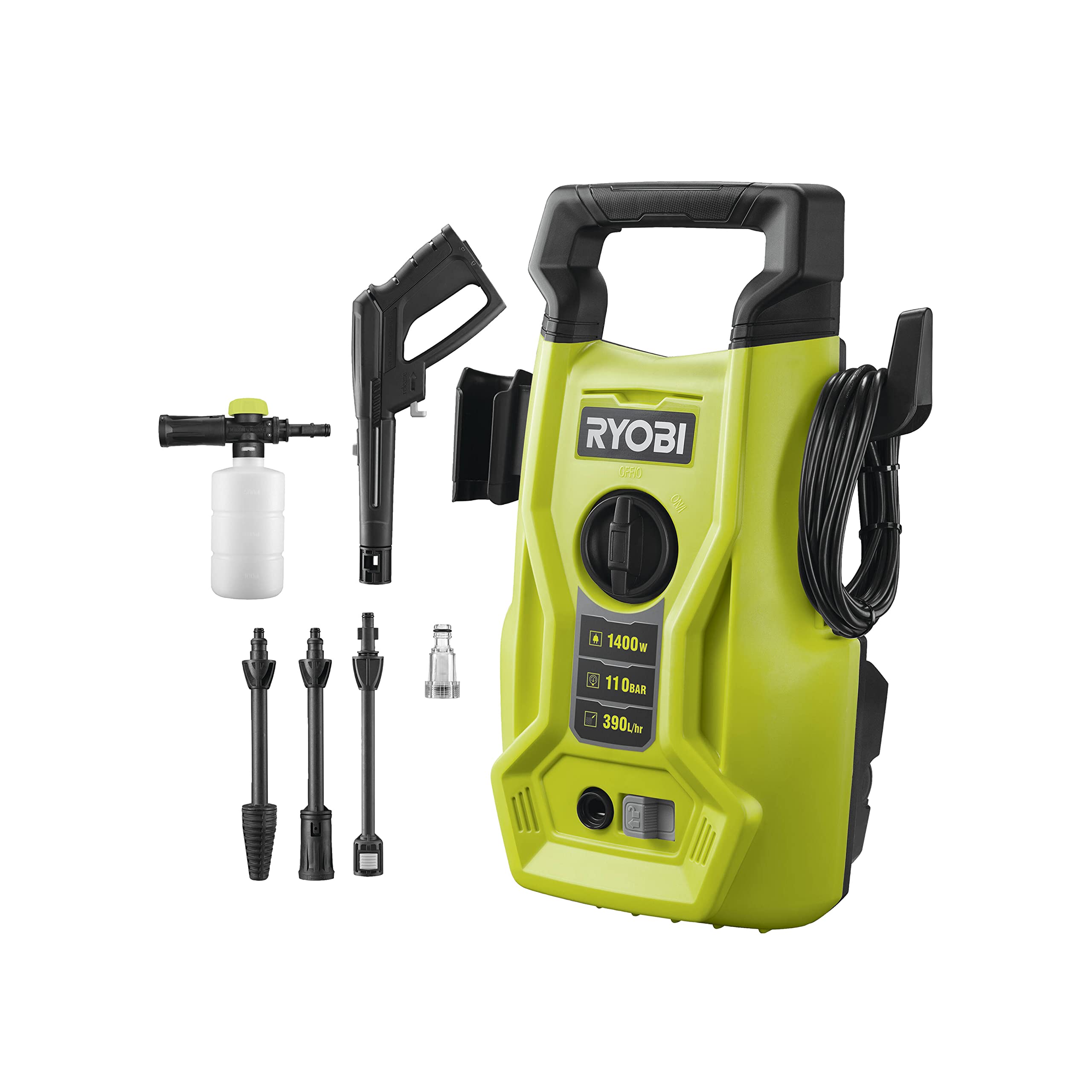 ryobi-ry110pwa-idropulitrice-elettrica-a-cavo-1400w-110-bar-portata-390-l-h-pomp image 1