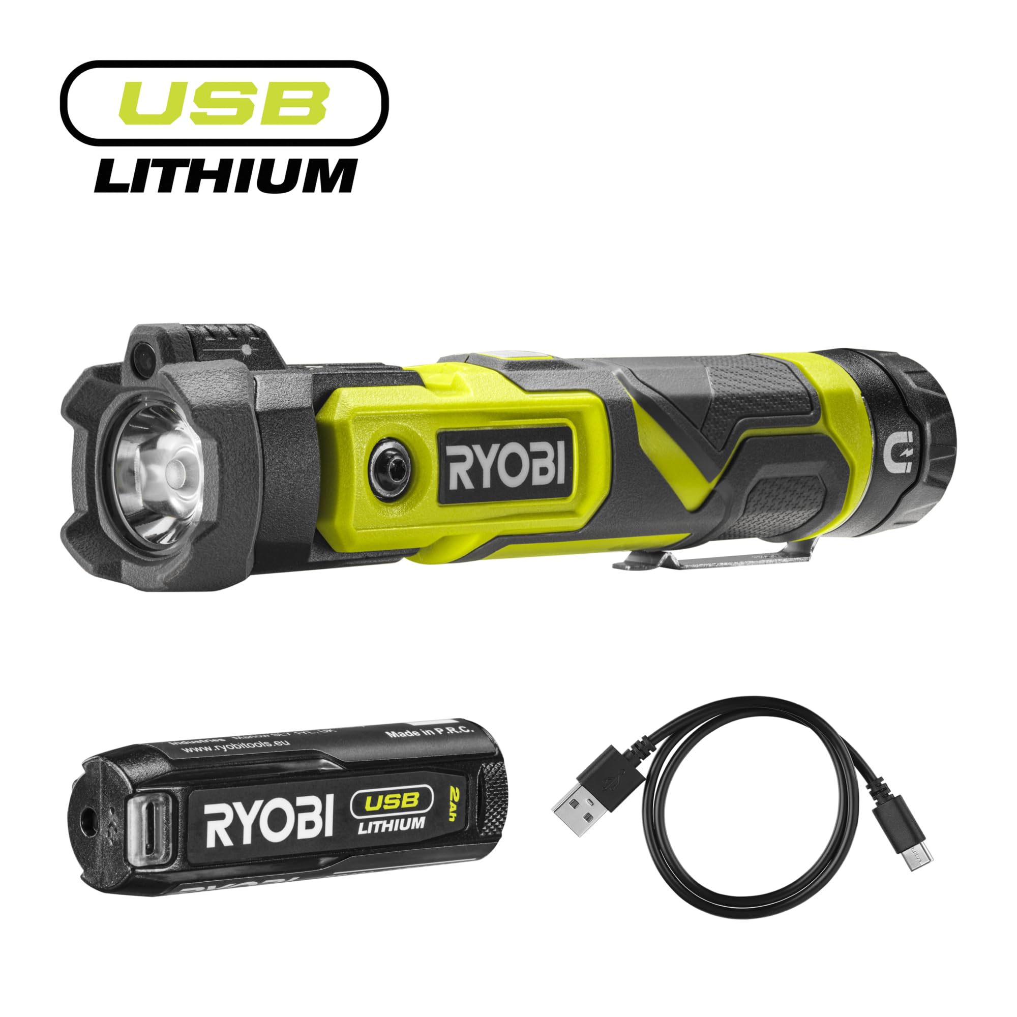 ryobi-rlp4-120g-torcia-led-orientabile-4v-usb-con-batteria-2-0ah-e-caricabatteri image 2