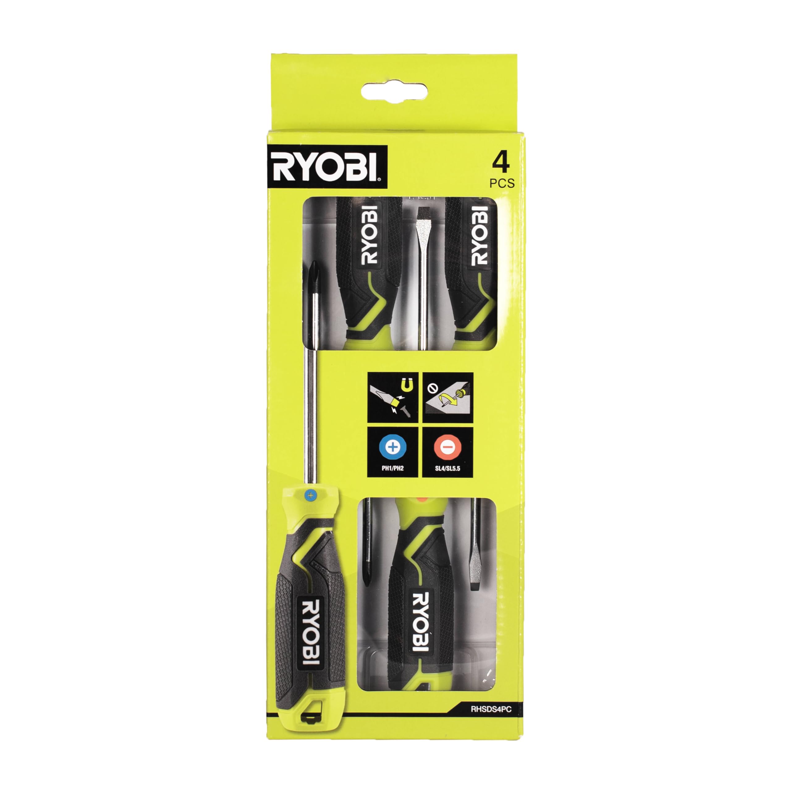 ryobi-rhsds4pc-set-di-4-cacciaviti-magnetici-con-manico-ergonomico-ph1-ph2-sl4-s image 2