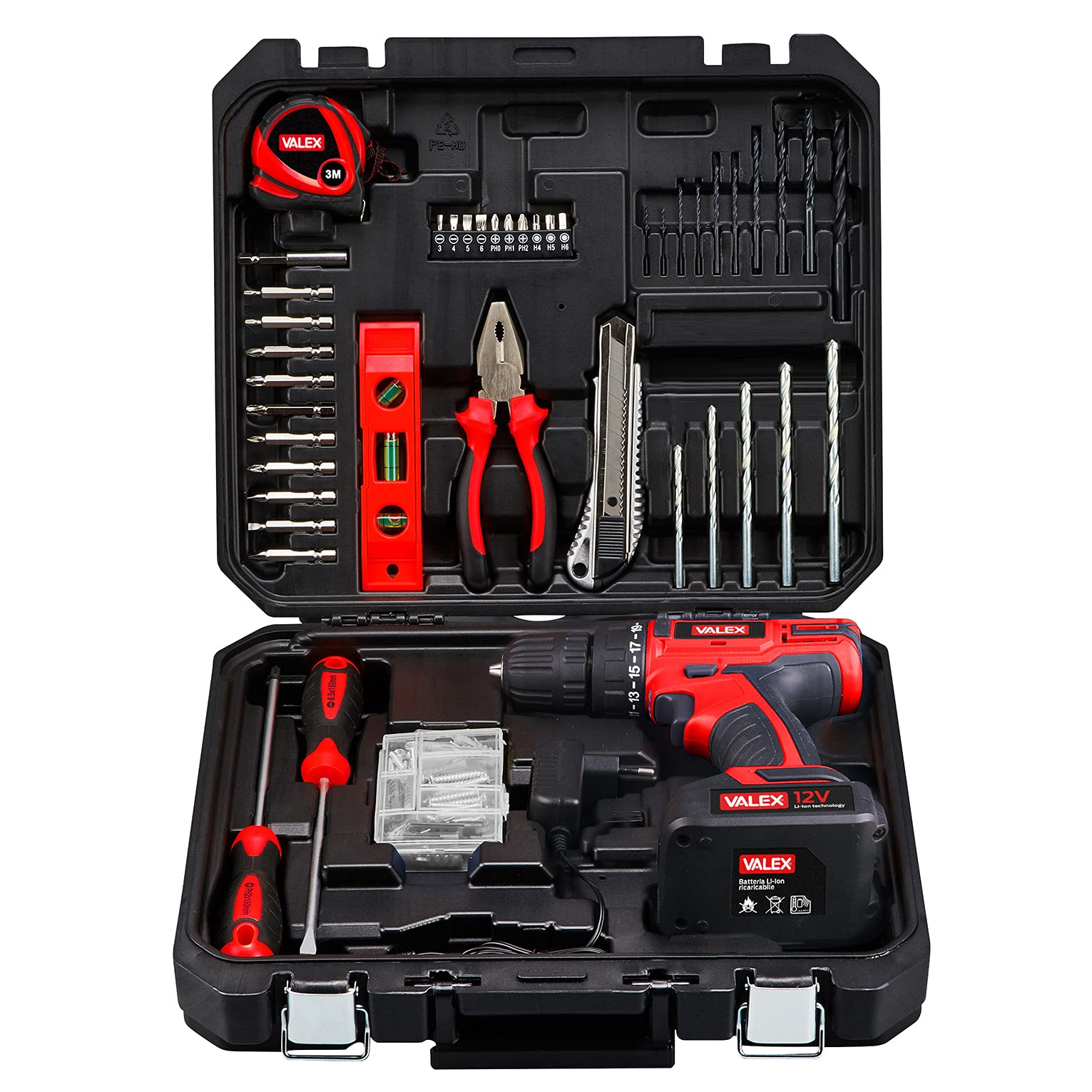 valex-li-home-n12-valigetta-kit-fai-da-te-con-trapano-avvitatore-a-batteria-al-l image 2