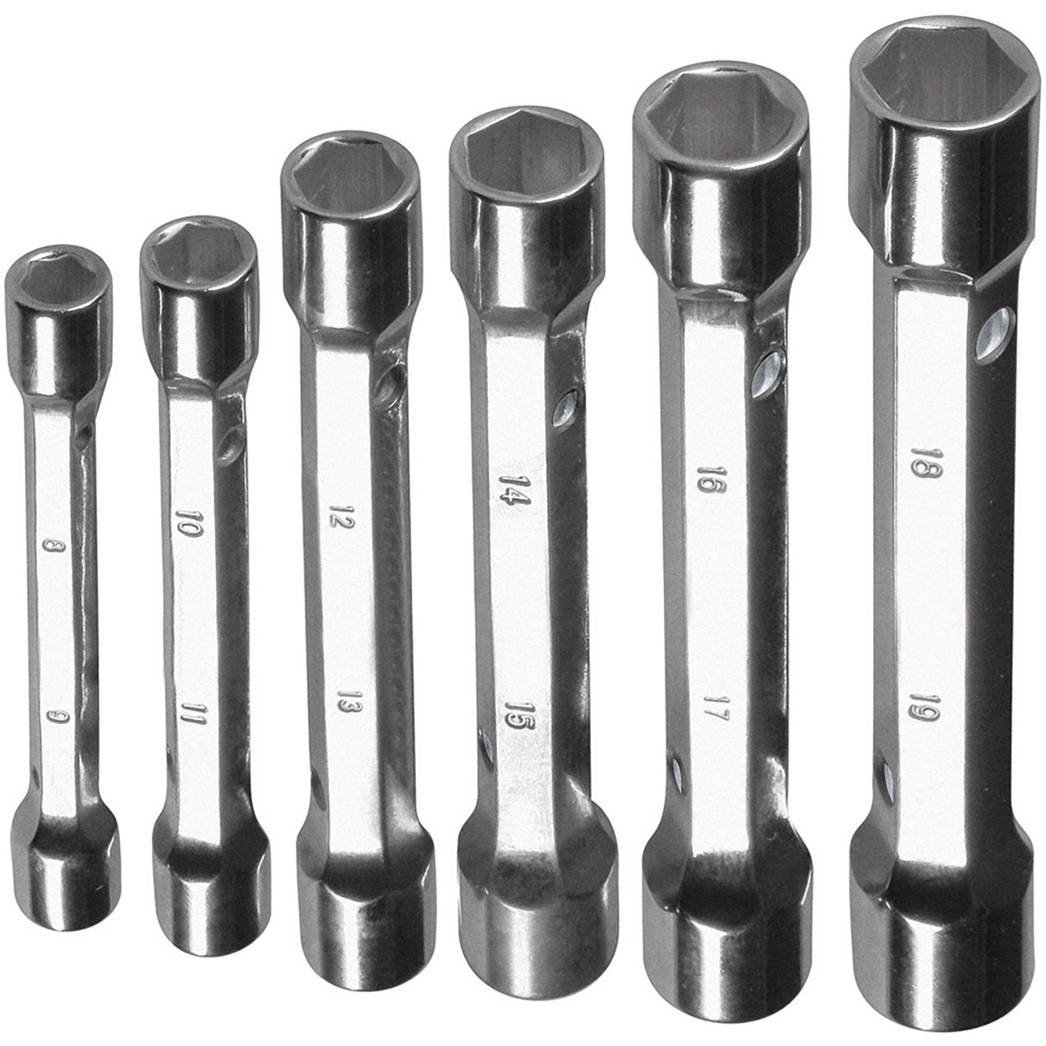 valex-set-6-chiavi-a-tubo-doppie-pesanti-8-19-mm-acciaio-bocche-esagonali image 1