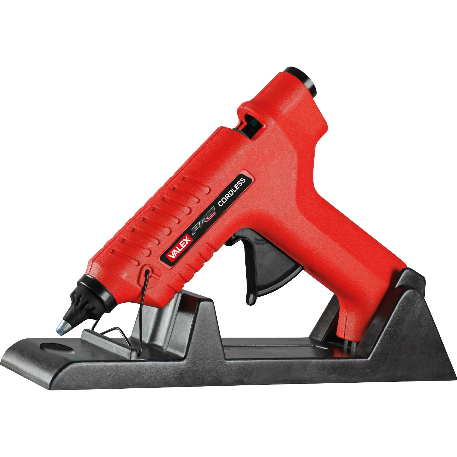 valex-pistola-termocollante-cordless-80w-con-base-di-ricarica-e-2-stick-colla image 1