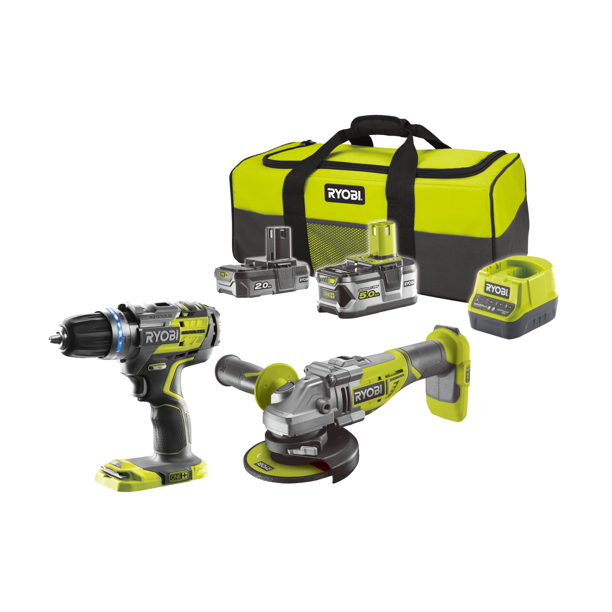 ryobi-combo-2-strumenti-brushless-18v-one-trapano-a-percussione-brushless-smerig image 1