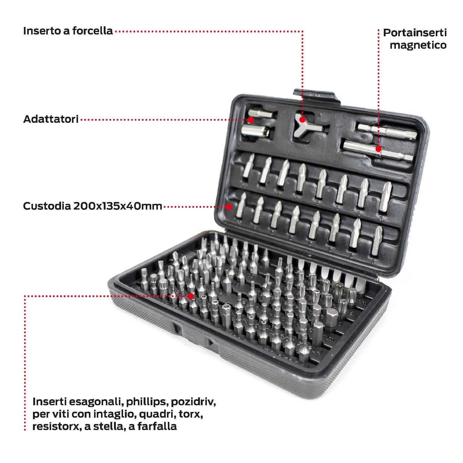valex-set-inserti-100-pezzi-attacco-esagonale-1-4-con-portainserti-magnetico image 3