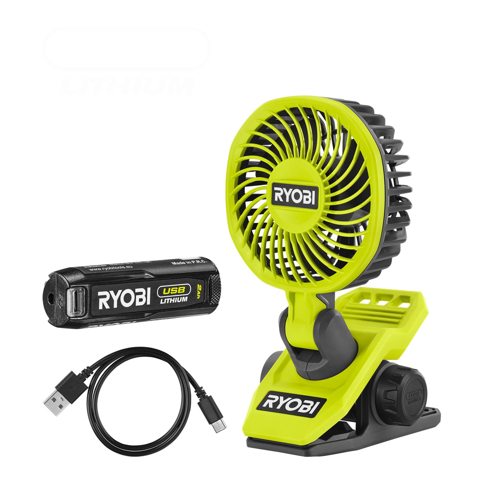 ryobi-rcf4-120g-ventilatore-portatile-a-pinza-usb-lithium-girevole-180-e-rotante image 1