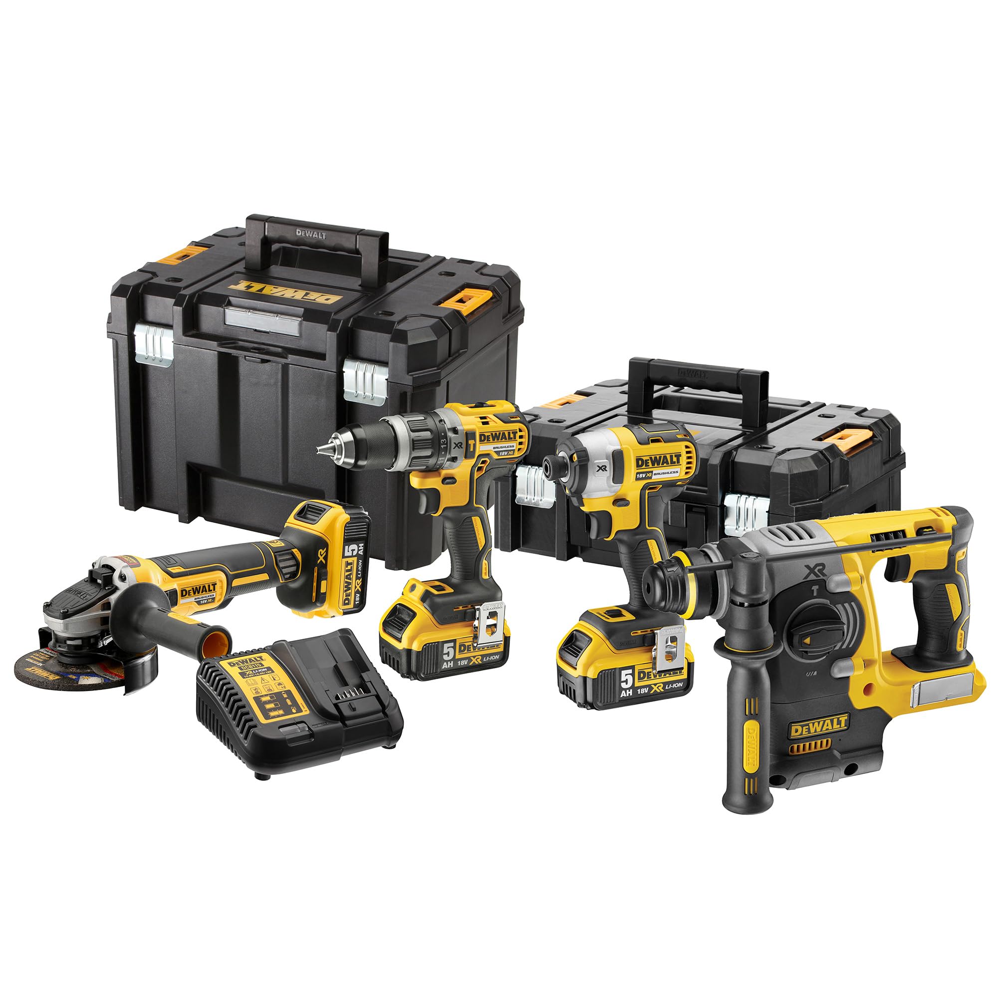 dewalt-xr-18v-kit-4-utensili-dck422p3t-qw-trapano-a-percussione-smerigliatrice-t image 1