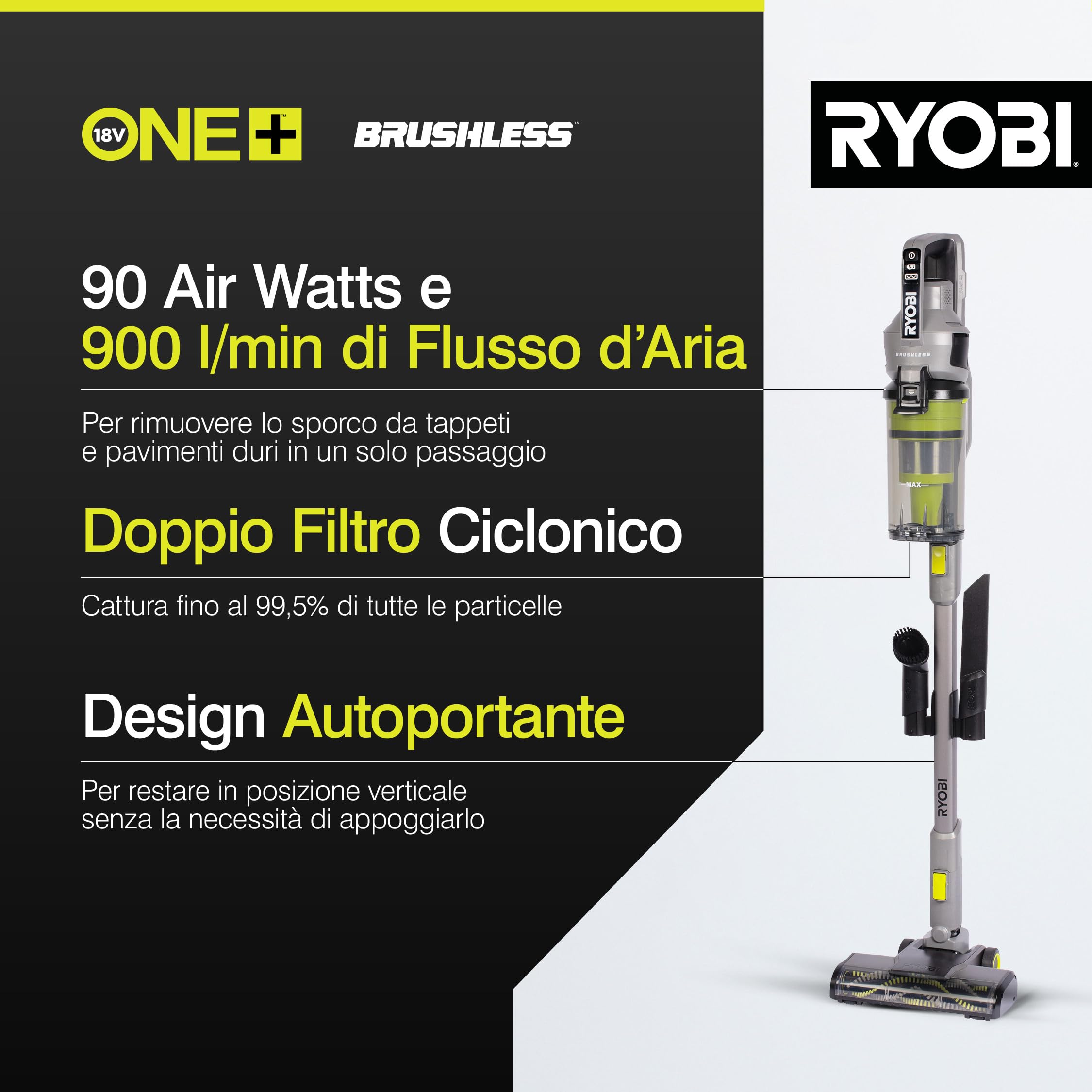 ryobi-rsvs18bl-0-aspirapolvere-a-batteria-18v-one-brushless-senza-filo-filtro-la image 2