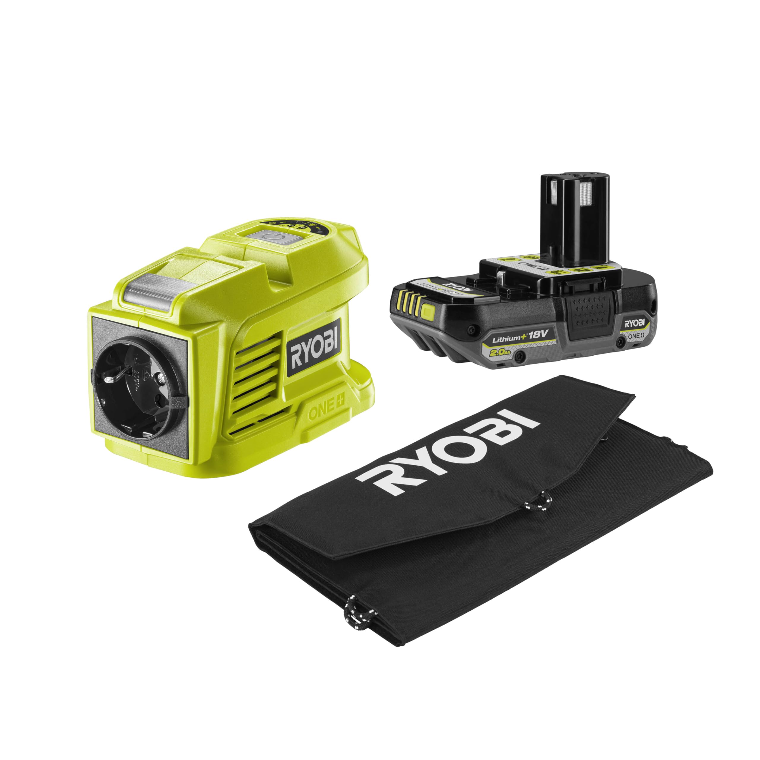ryobi-rysp21abi150b-120-kit-da-viaggio-18v-one-pannello-solare-21w-trasformatore image 1