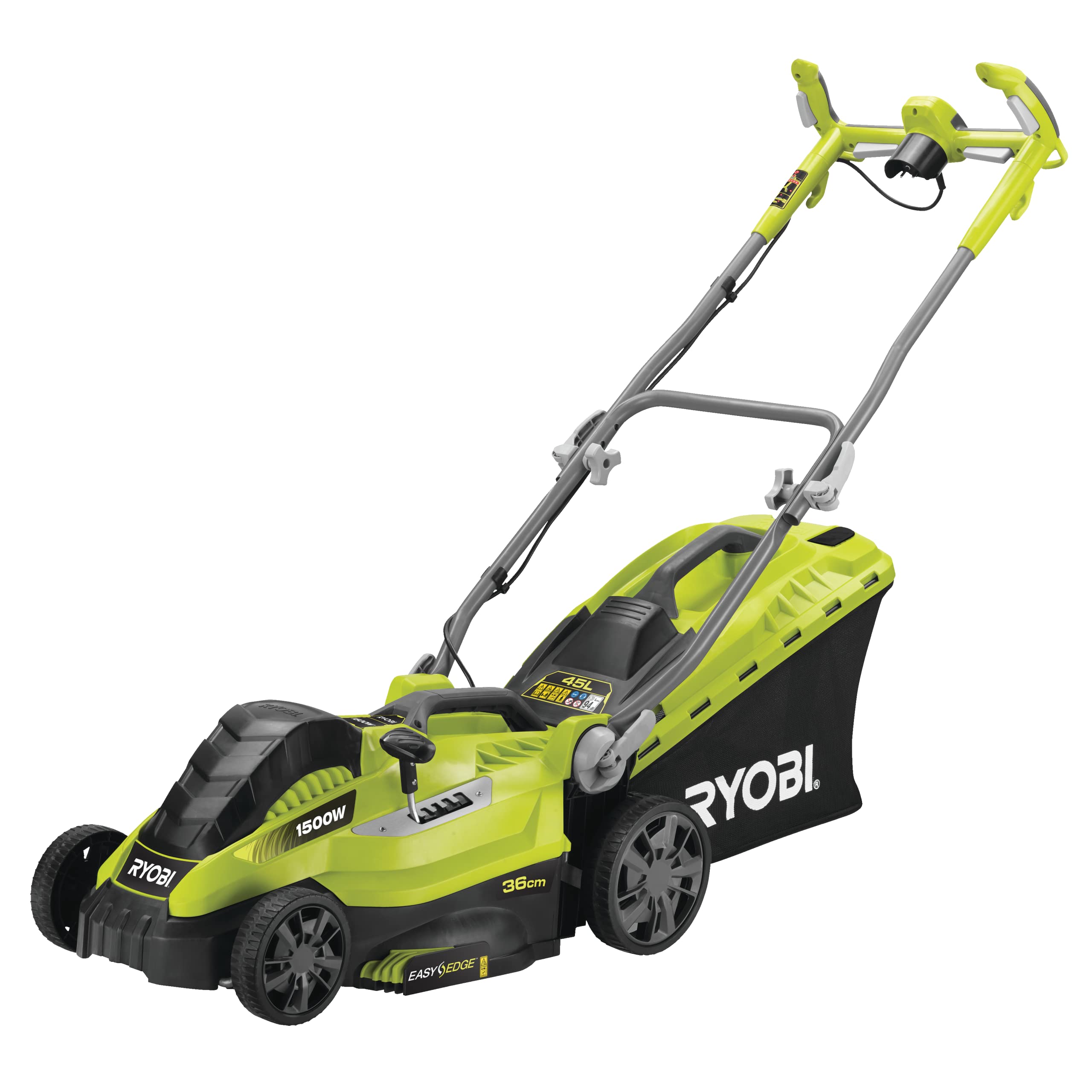 ryobi-rlm15e36h-tosaerba-elettrico-1500w-con-taglio-36cm-cesto-raccolta-45l-mulc image 2
