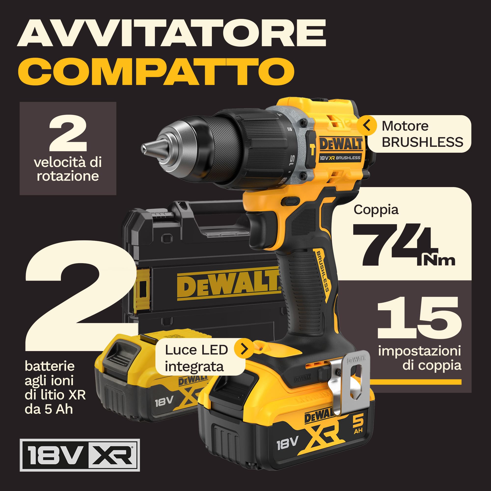 dewalt-dcd799p2t-qw-trapano-avvitatore-a-percussione-compatto-brushless-18v-xr-7 image 2