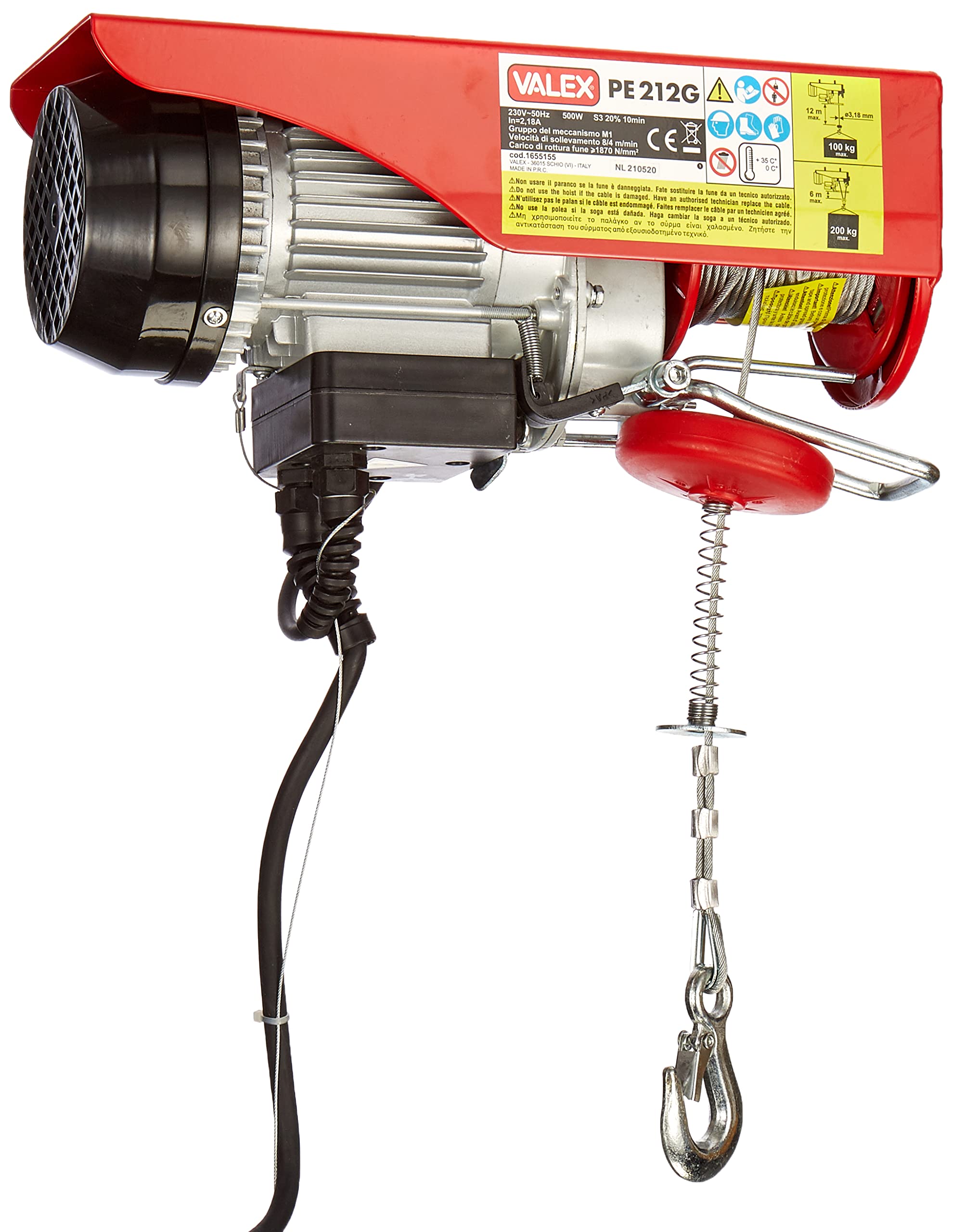 valex-pe212g-paranco-elettrico-500-w-portata-200-kg-sollevamento-12-m-fune-antig image 3