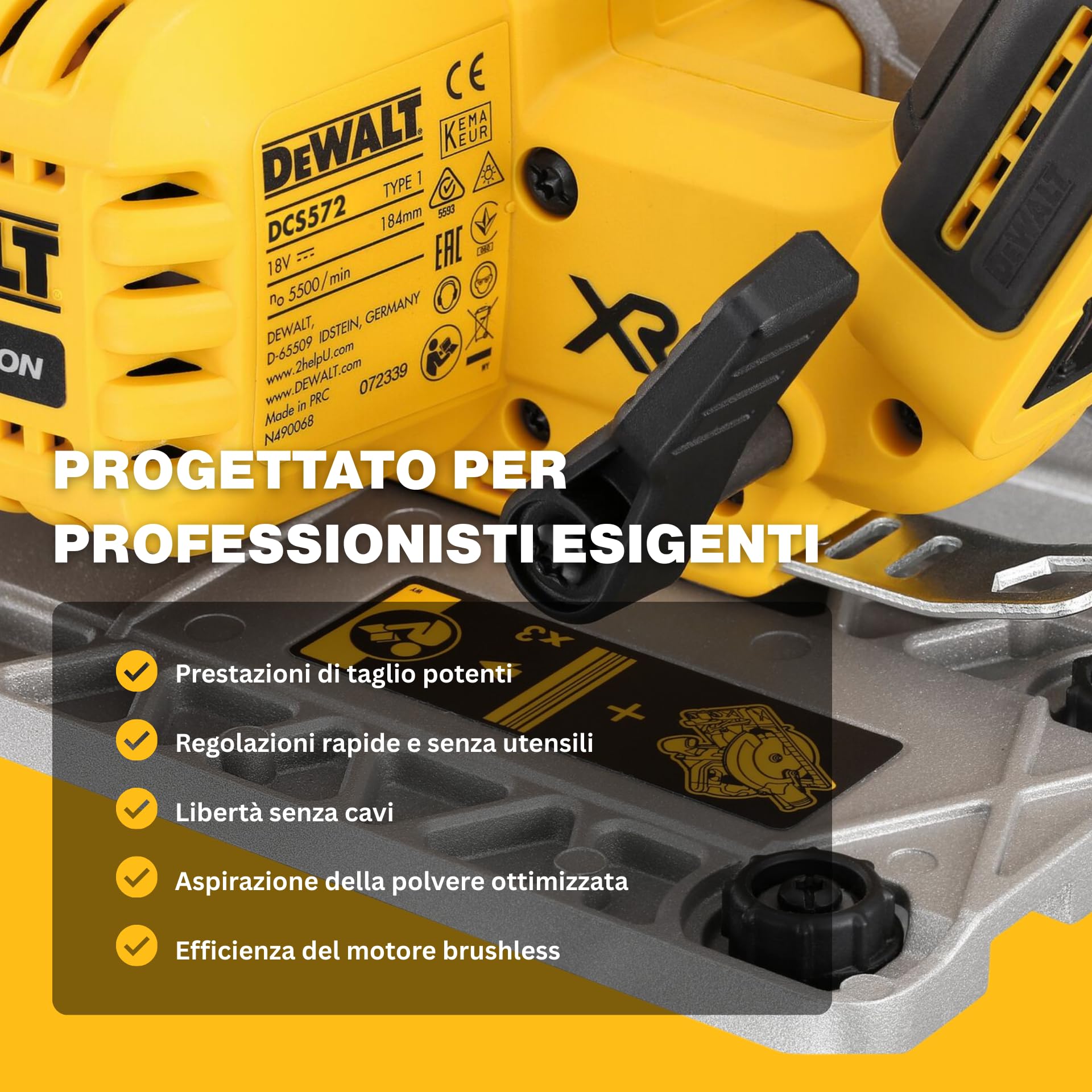 dewalt-xr-dcs572nt-xj-sega-circolare-brushless-18v-con-lama-184-mm-taglio-58-mm- image 6