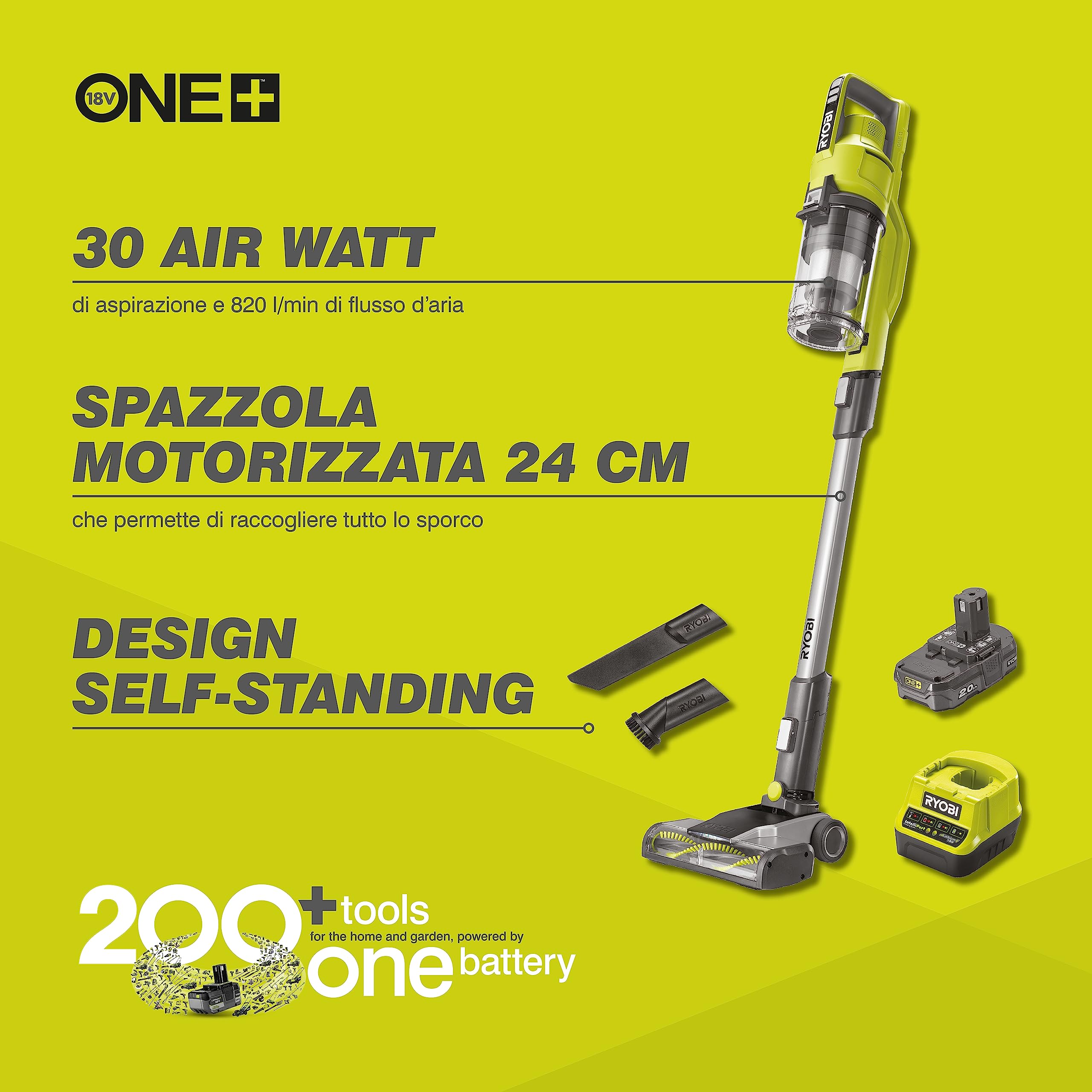 ryobi-rsv18-120g-aspirapolvere-cordless-18v-one-con-batteria-2-0ah-inclusa-spazz image 2
