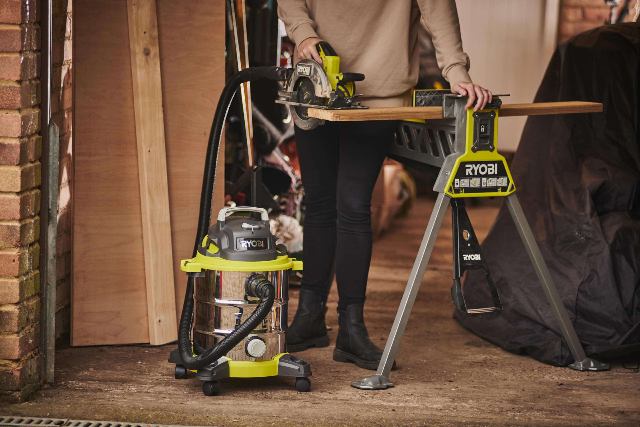 ryobi-rvc-1220i-g-aspiratutto-wet-dry-1250w-serbatoio-inox-20l-funzione-soffiagg image 2