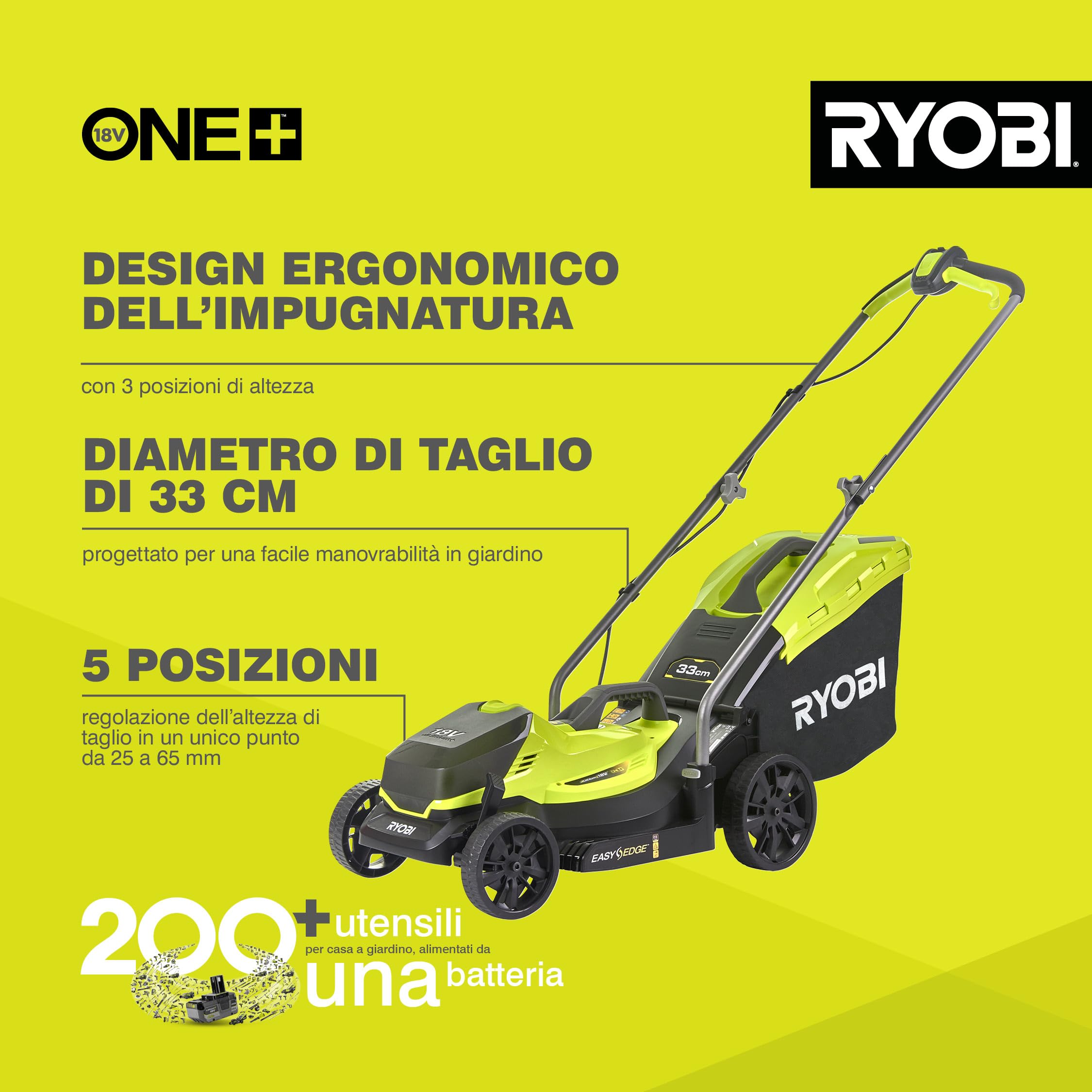 ryobi-olm1833b-tosaerba-a-batteria-18v-one-da-33-cm-ripiegabile-per-giardini-fin image 2