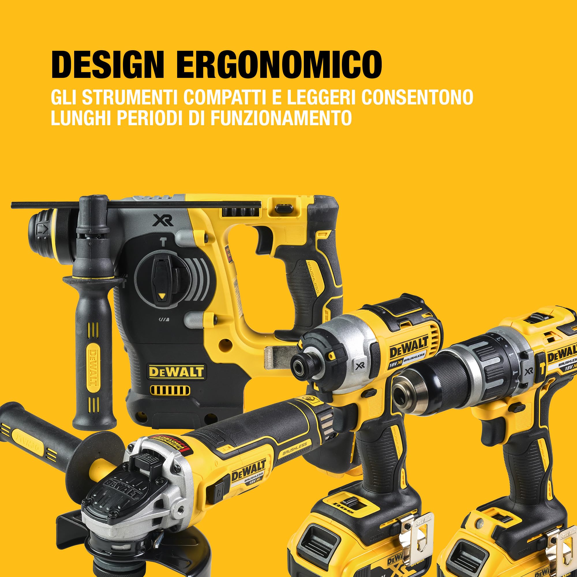 dewalt-xr-18v-kit-4-utensili-dck422p3t-qw-trapano-a-percussione-smerigliatrice-t image 5