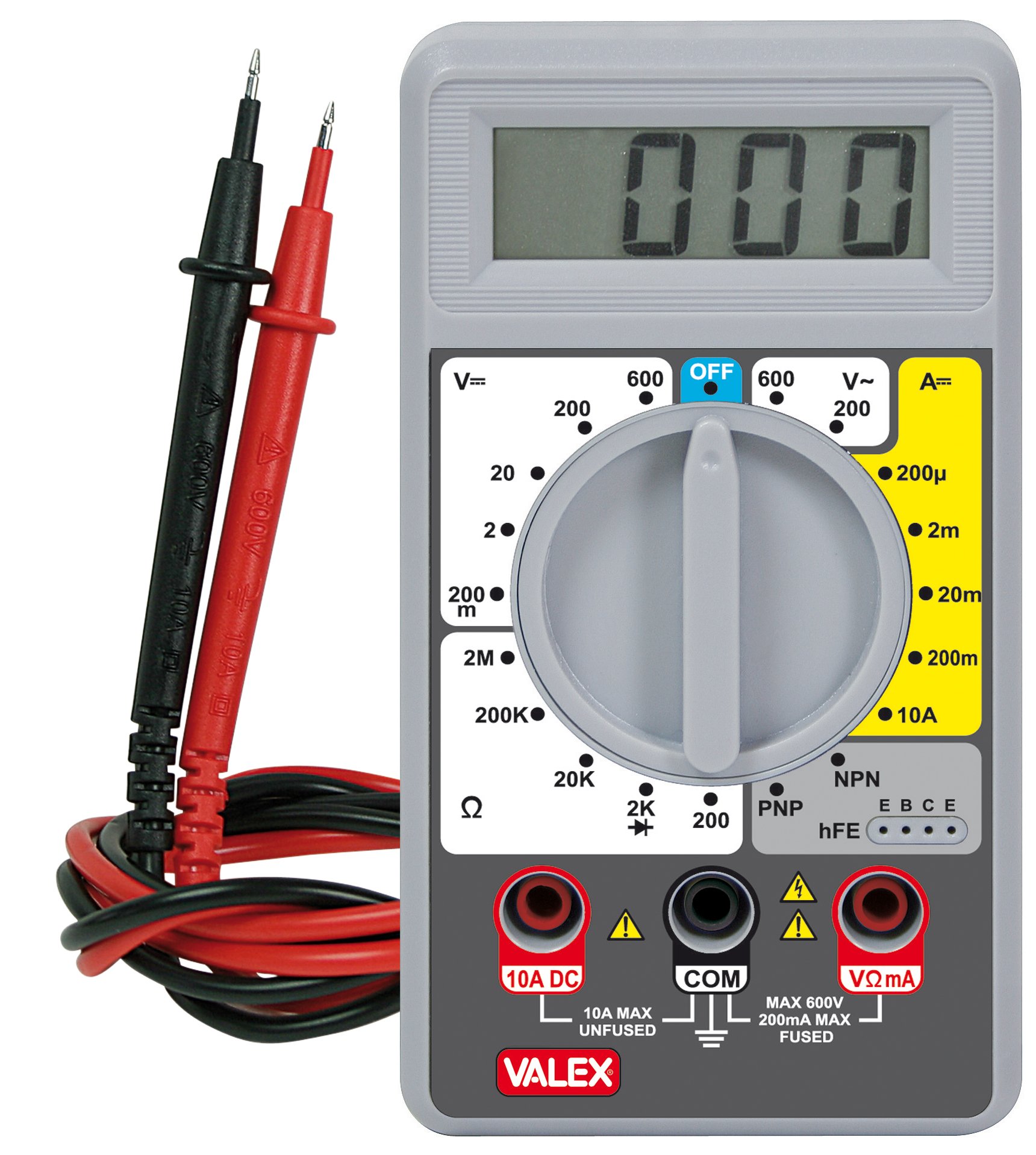 valex-p3000-tester-digitale-multimetro-con-test-diodi-e-transistor-pnp-npn-batte image 1
