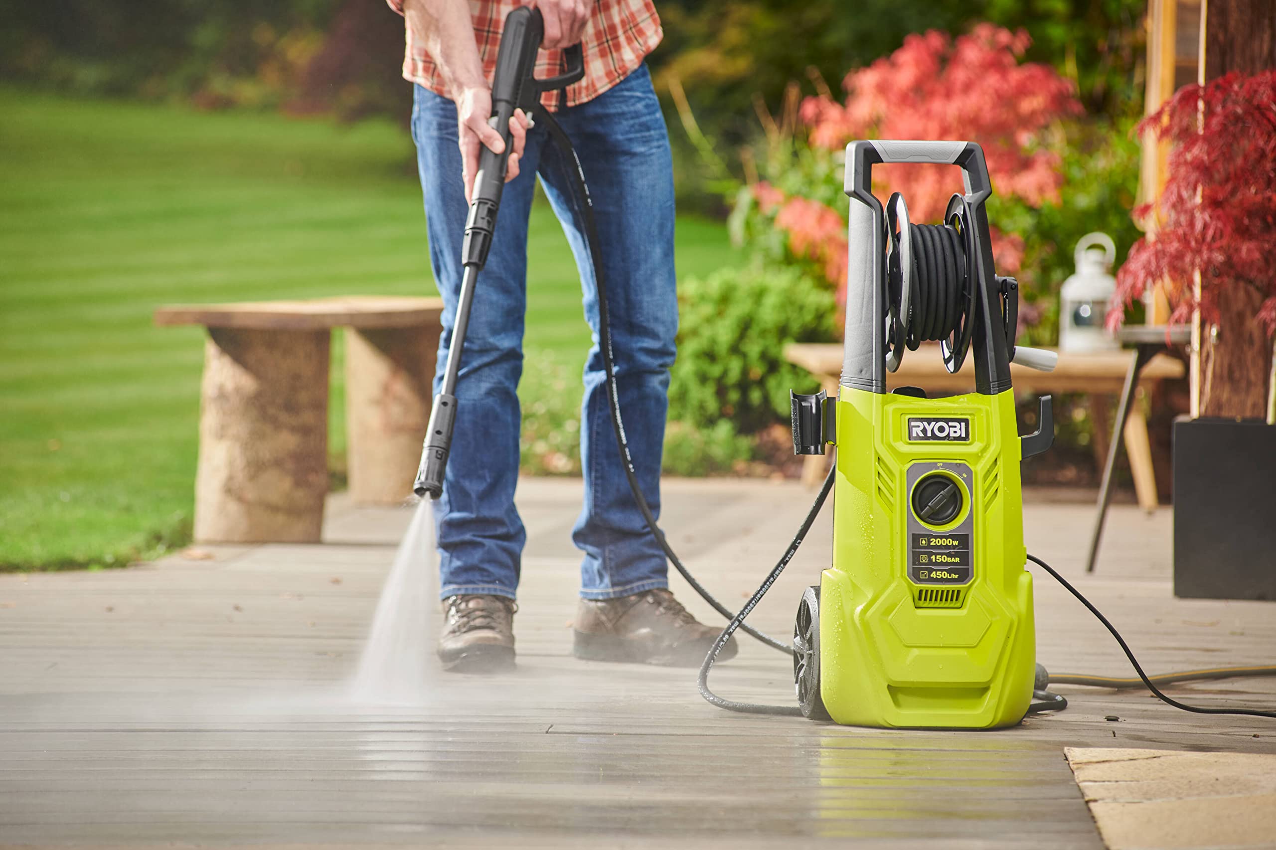 ryobi-ry150pwa-idropulitrice-a-cavo-2000w-150-bar-450-l-h-tubo-8-m-con-avvolgitu image 2