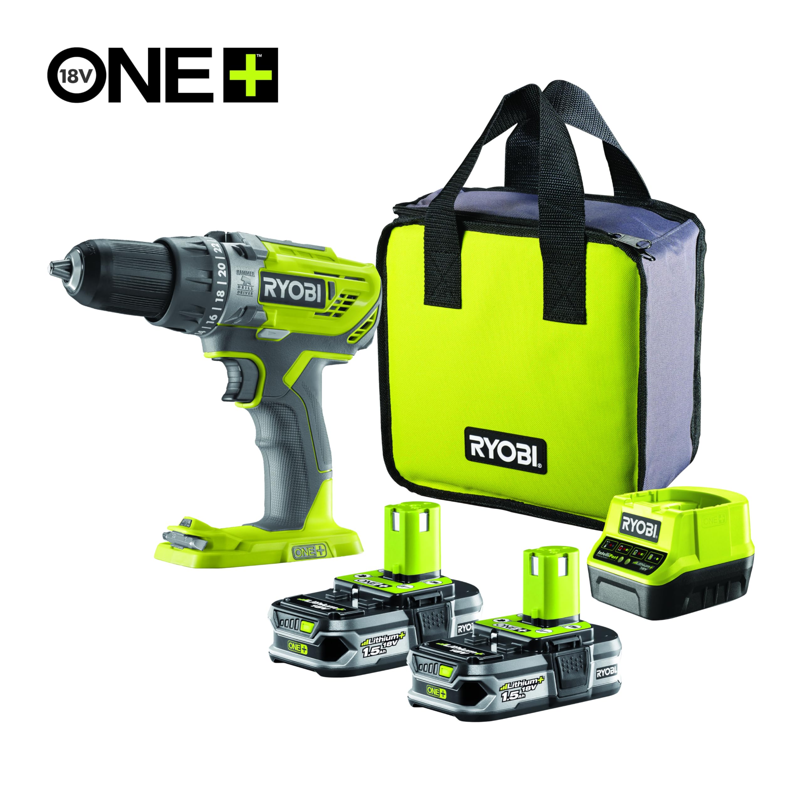 ryobi-r18pd3-215s-trapano-avvitatore-a-percussione-18v-one-con-2-batterie-1-5ah- image 2
