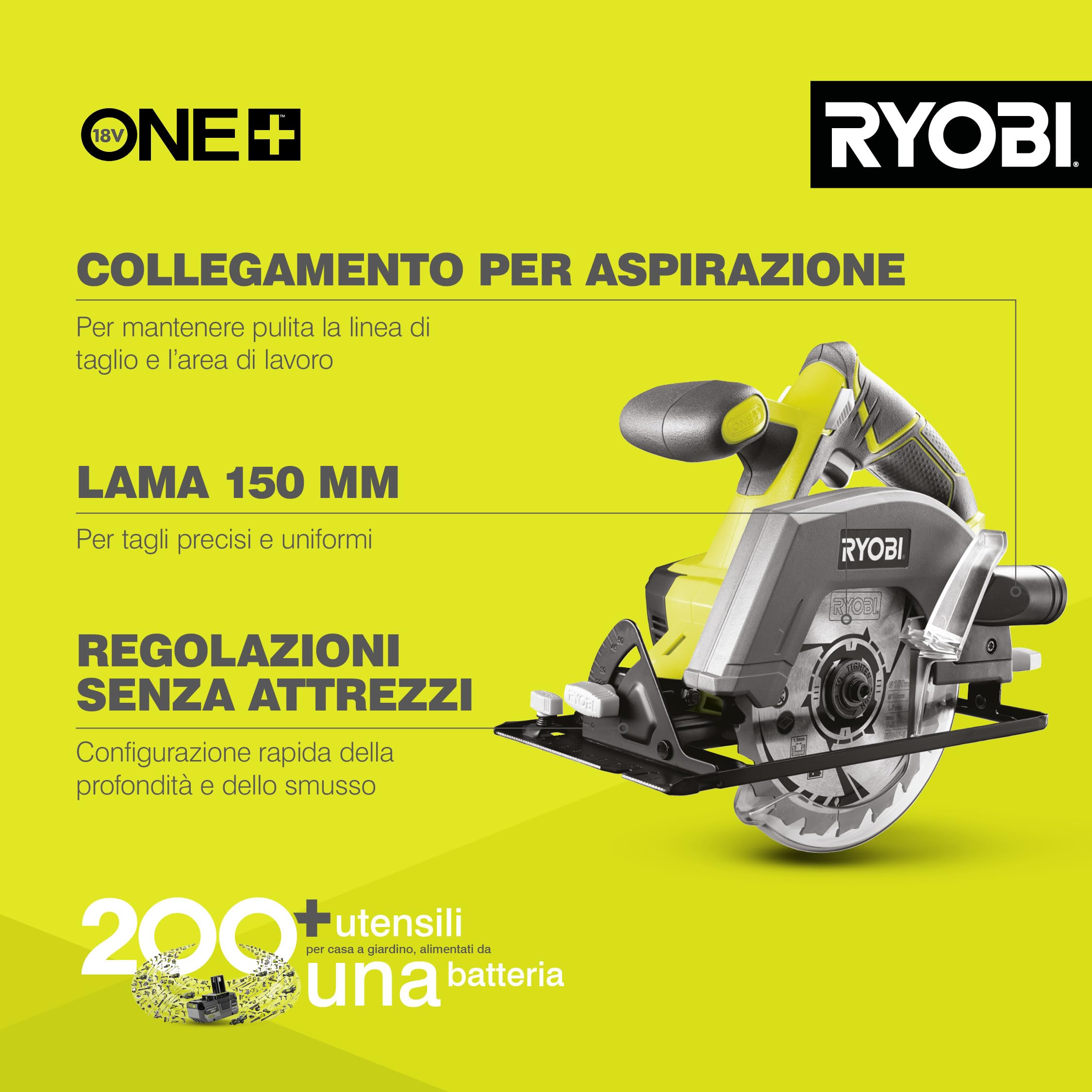 ryobi-r18csp-0-sega-circolare-a-batteria-18v-one-lama-150-mm-solo-corpo image 2
