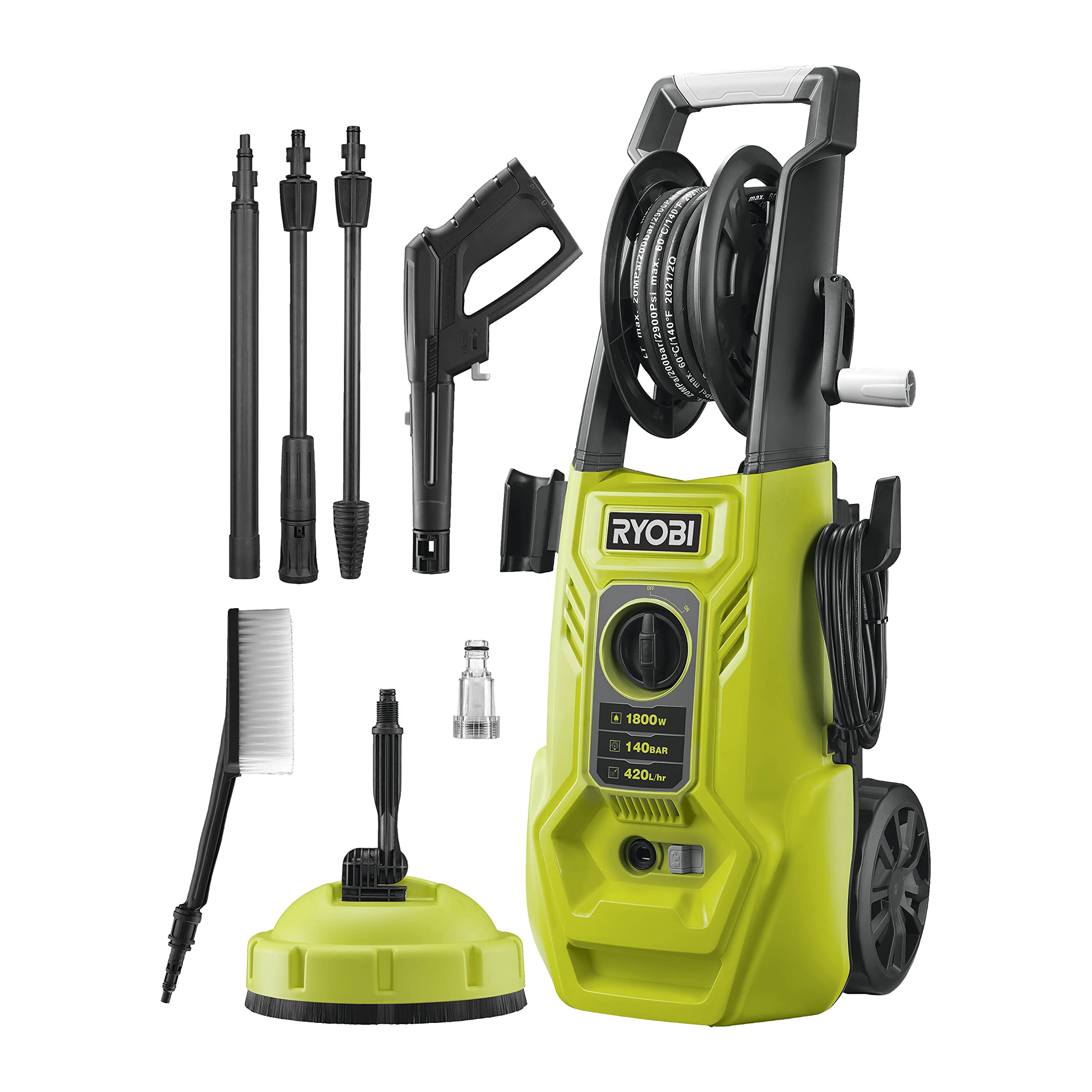 ryobi-ry140pwa-idropulitrice-ad-acqua-fredda-1800w-140-bar-420-l-h-pompa-in-allu image 1